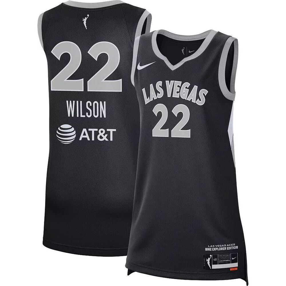 Nike Las Vegas Aces #22 Wilson Black and Gray Jersey